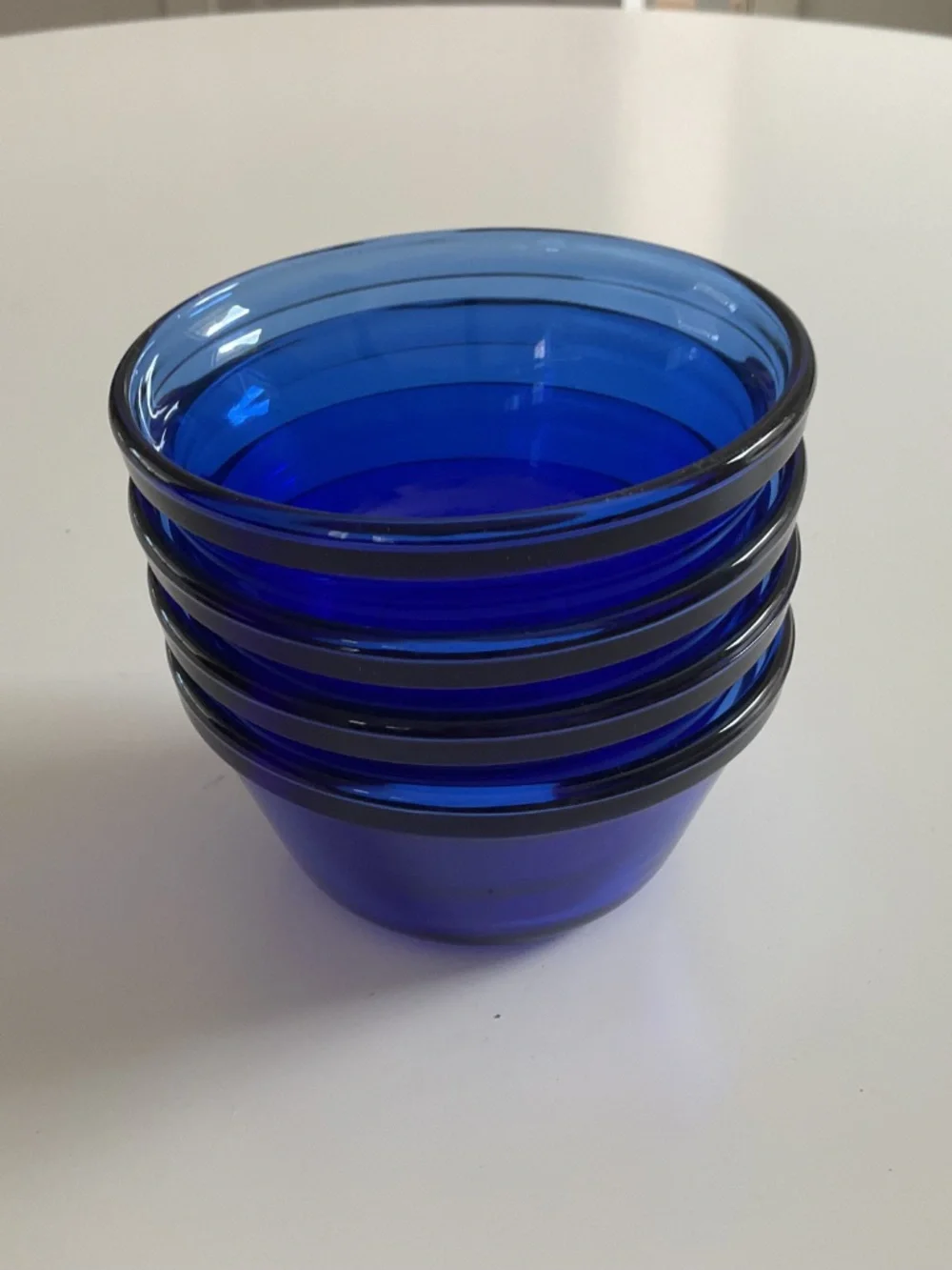 Set of 4 Anchor Hocking Cobalt Blue Glass Custard Cups Ramekins Bowls 6oz